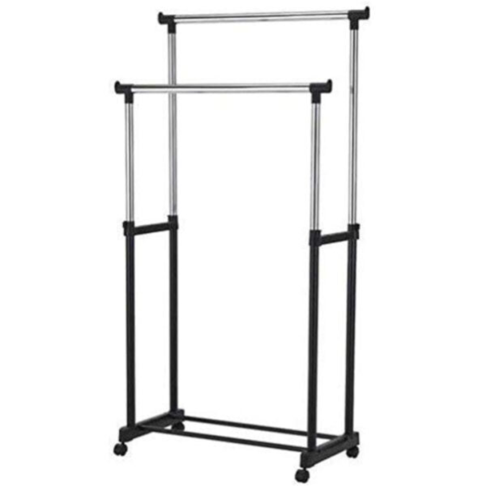 1 Double Pole Clothes Rack with Wheels - Image 2