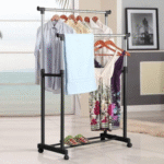 Double Pole Clothes Rack with Wheels - Image 3