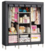 3-Door Foldable Wardrobe – Black Portable Closet for Bedroom Storage