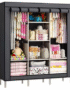 3-Door Foldable Wardrobe – Black Portable Closet for Bedroom Storage