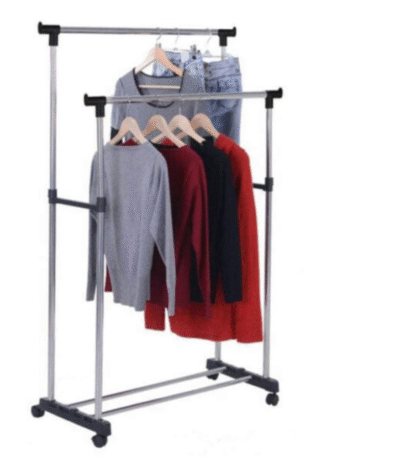 Double Pole Clothes Rack with Wheels