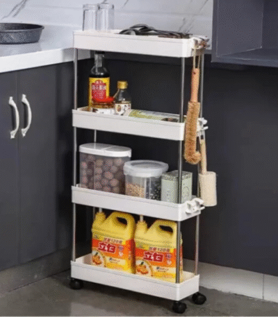 4-Layer Slim Storage Trolley with Wheels