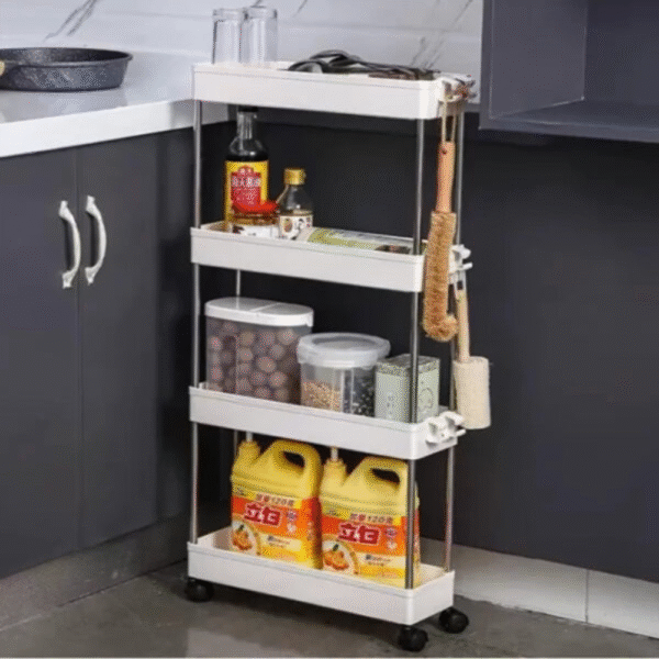 4-Layer Slim Storage Trolley with Wheels