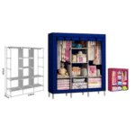 3-Door Foldable Wardrobe – Black | Elegant & Spacious Storage Solution - Image 2