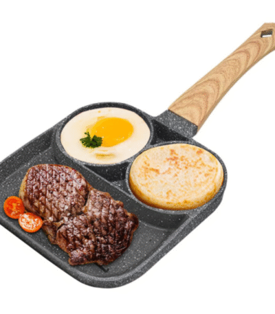 2 Hole Frying Pan – Non-Stick Dual Compartment Skillet