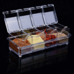 Clear AI Spice and Condiment Container with Airtight Lid for Freshness and Easy Kitchen Organization