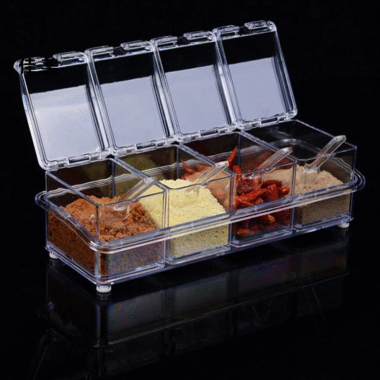 Clear AI Spice and Condiment Container with Airtight Lid for Freshness and Easy Kitchen Organization